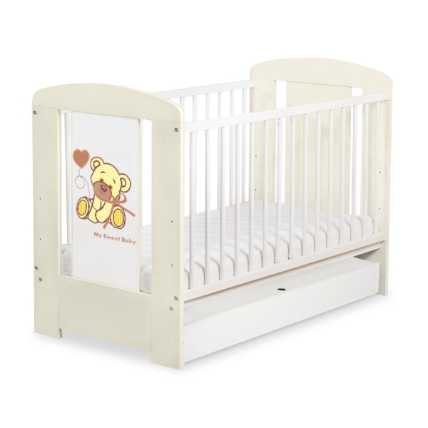 Letto Bebè con Cassetto 120x60cm Standard Creme Nastro