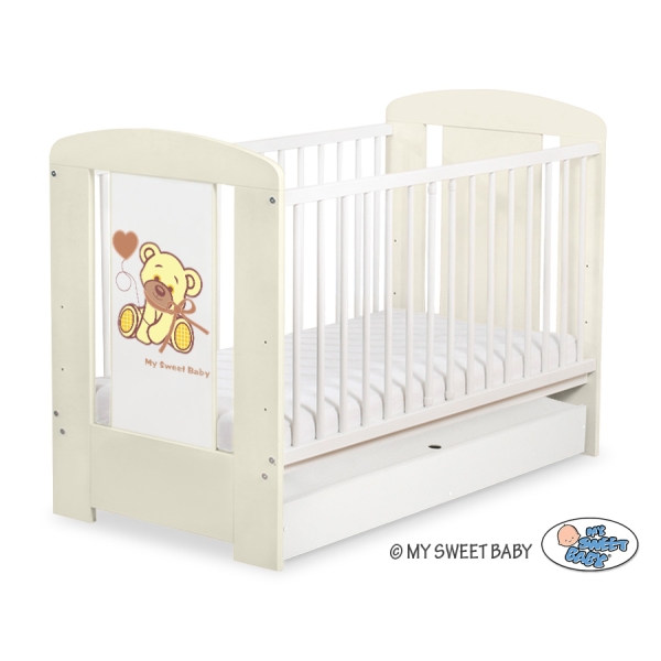 Letto Bebè con Cassetto 120x60cm Standard Creme Nastro