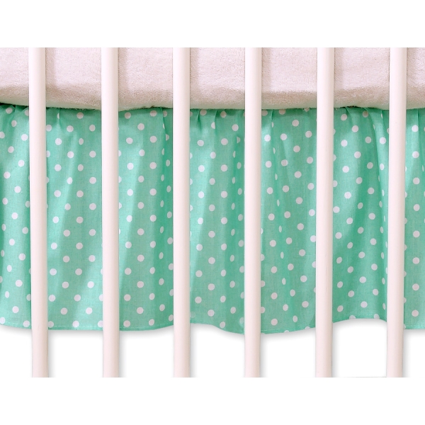 Mantovana Para Lettino e Culla 60x120cm Menta Pois Bianchi Cuori