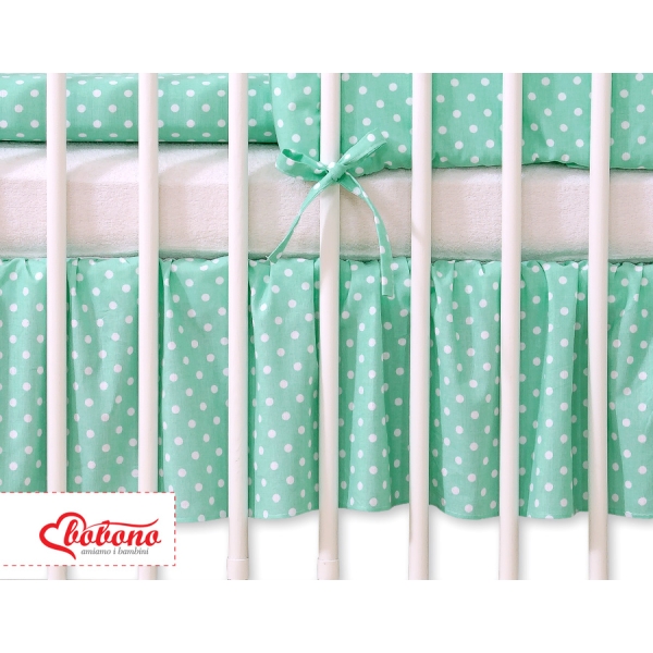 Mantovana Para Lettino e Culla 60x120cm Menta Pois Bianchi Cuori
