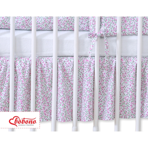 Mantovana Para Lettino e Culla 60x120cm Rosa Fiori Fiori Cuori