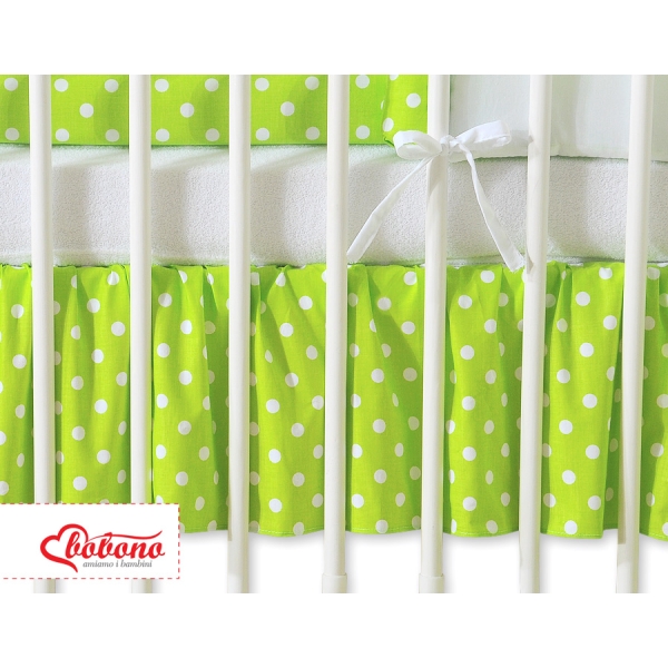 Mantovana per Lettino e Culla 70x140cm Verde Pois Bianchi Cuori