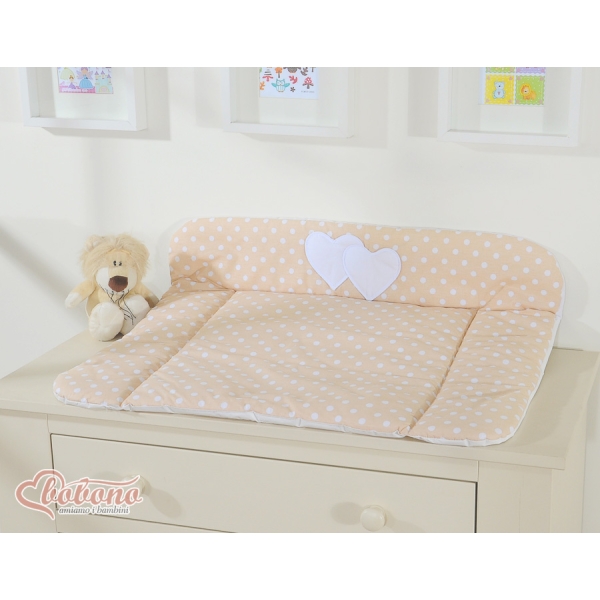 Materassino per Cambio Pannolino Beige Pois Bianchi Cuori