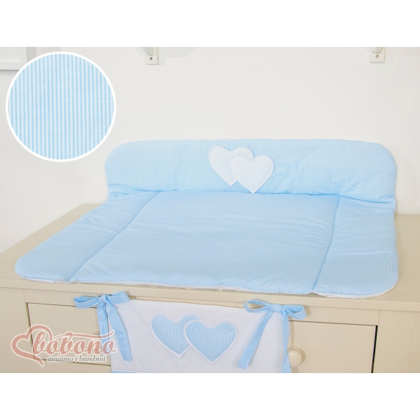 Materassino per Cambio Pannolino Blu a Strisce Cuori