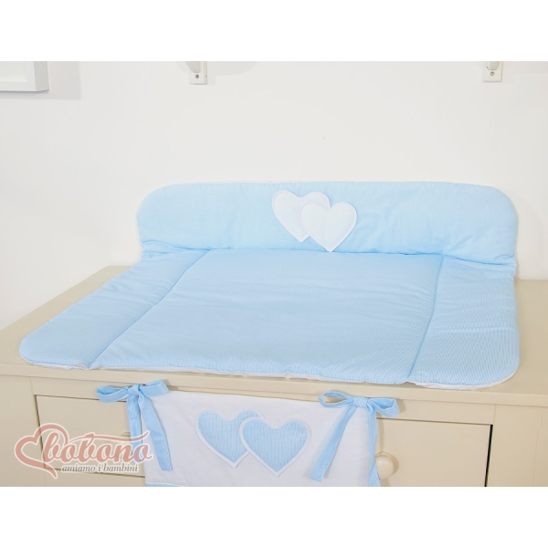 Materassino per Cambio Pannolino Blu a Strisce Cuori