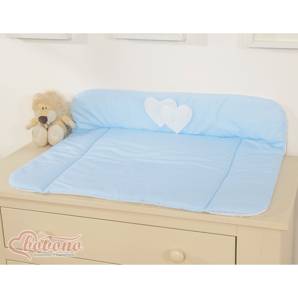 Materassino per Cambio Pannolino Blu a Strisce Cuori