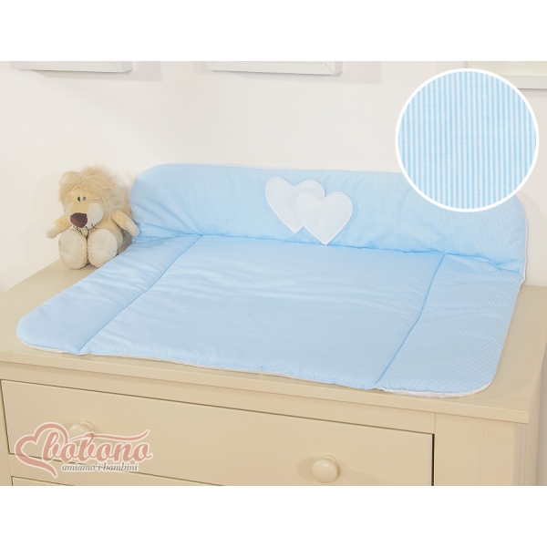 Materassino per Cambio Pannolino Blu a Strisce Cuori