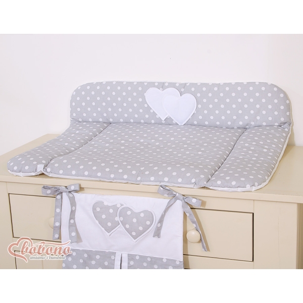 Materassino per Cambio Pannolino Grigio Pois Bianchi Cuori