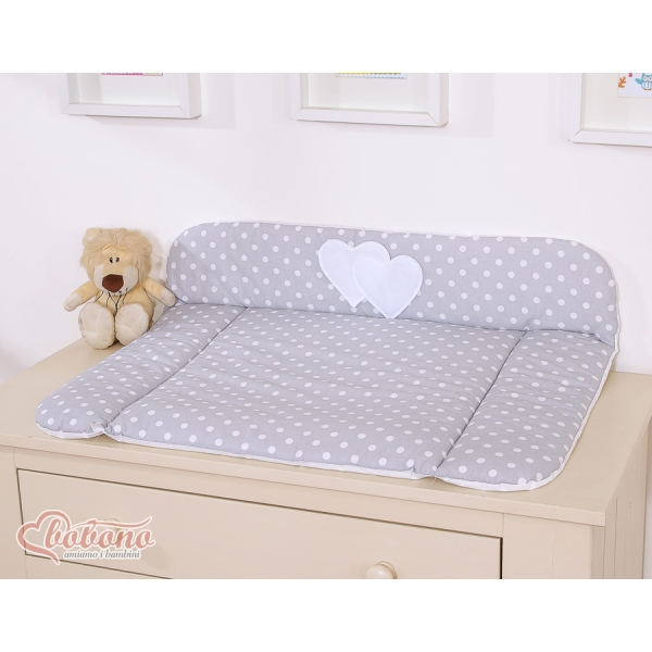 Materassino per Cambio Pannolino Grigio Pois Bianchi Cuori