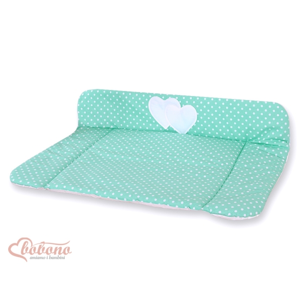 Materassino per Cambio Pannolino Menta Pois Bianchi Cuori
