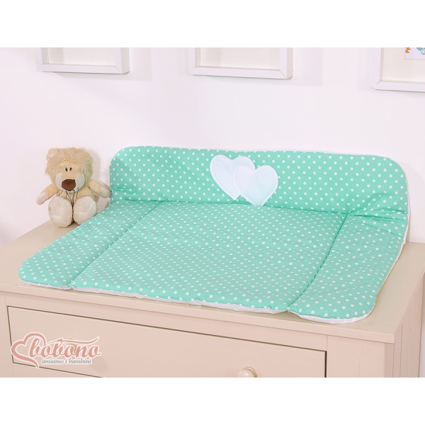 Materassino per Cambio Pannolino Menta Pois Bianchi Cuori