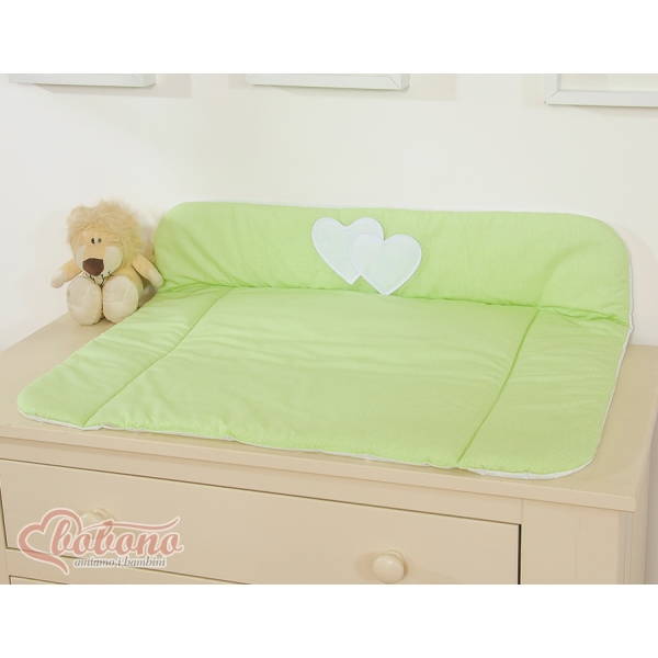 Materassino per Cambio Pannolino Verde a Strisce Cuori