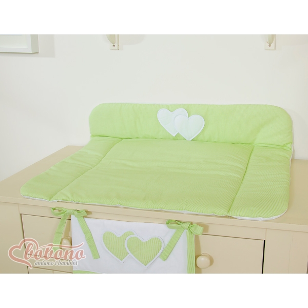 Materassino per Cambio Pannolino Verde a Strisce Cuori