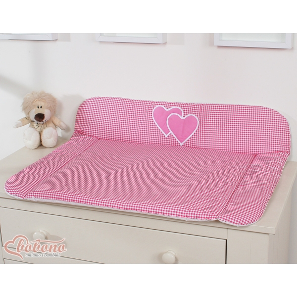 Materassino per Fasciatoio Rosa a Scacchi Cuori
