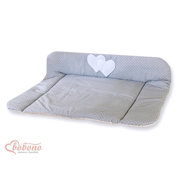Materassino Soffice Grigio Pois Bianchi Cuori