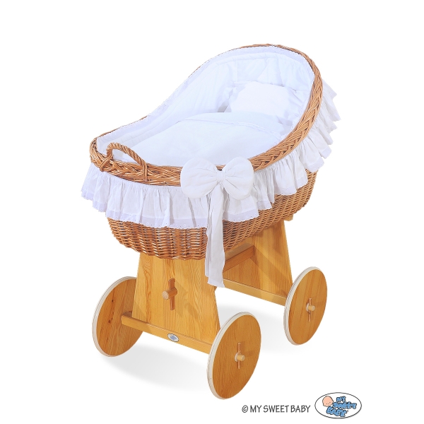 Navicella Vimini con Cappottina di Vimini Bianca Carine