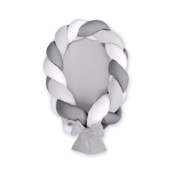 Nido & Paracolpi Treccia 2 in 1 per Neonati Bianca Grigio Antracite