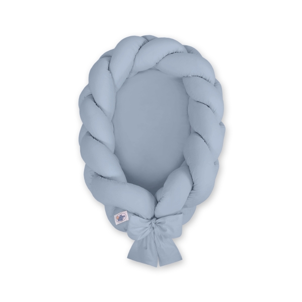Nido Imbottito con Paracolpi Intrecciato 2 in 1 Azzurro Pastello