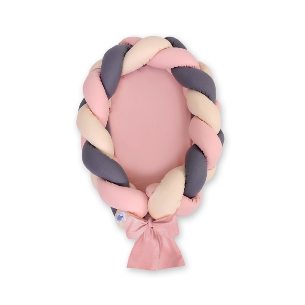 Nido Imbottito con Paracolpi Intrecciato 2 in 1 Beige Antracite Rosa Scuro