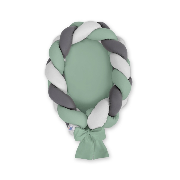 Nido Imbottito con Paracolpi Intrecciato 2 in 1 Grigio Verde Pastello Antracite