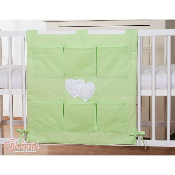 Organizer con 6 Tasche per Lettino Verde Cuori
