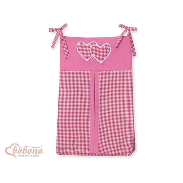 Organizer Pannolini per Lettino Rosa a Scacchi Cuori