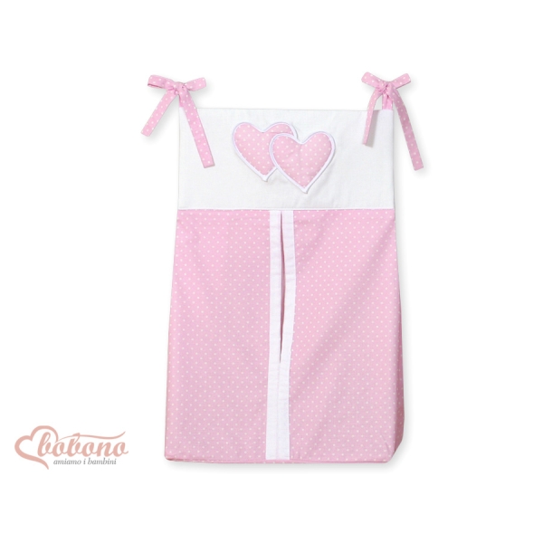 Organizer Pannolini per Lettino Rosa Pois Bianchi Cuori