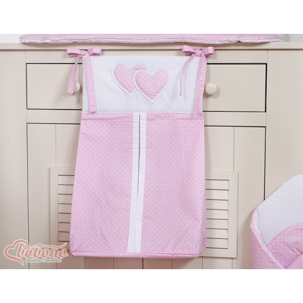 Organizer Pannolini per Lettino Rosa Pois Bianchi Cuori