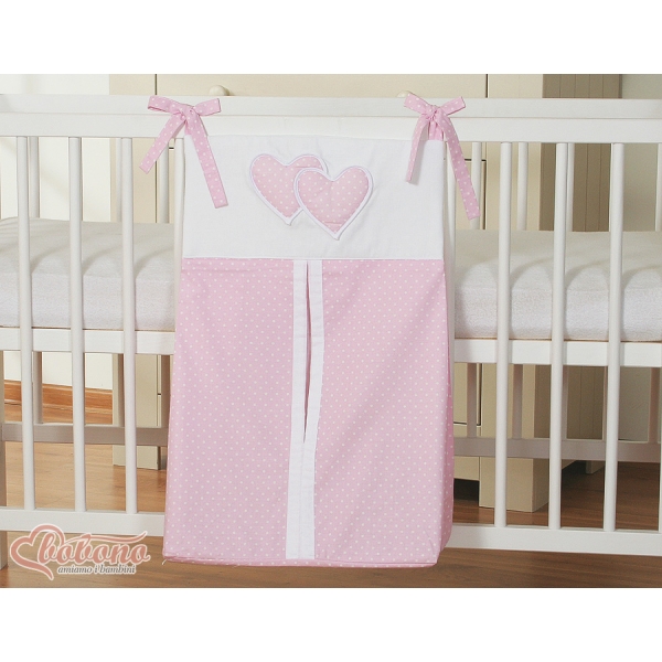 Organizer Pannolini per Lettino Rosa Pois Bianchi Cuori
