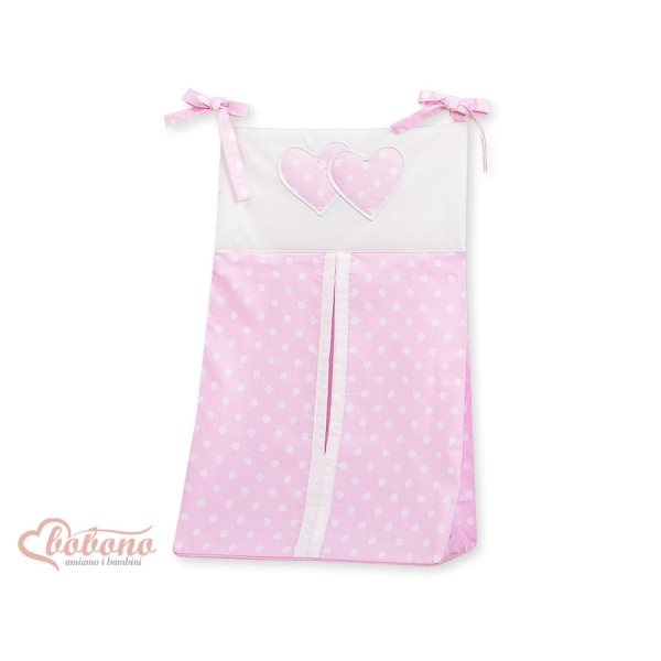 Organizer Pannolini per Lettino Rosa Pois Bianchi Cuori