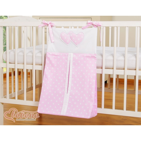 Organizer Pannolini per Lettino Rosa Pois Bianchi Cuori