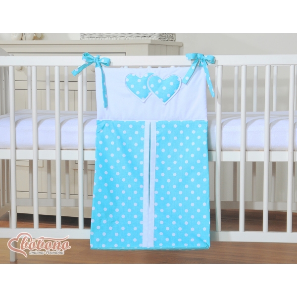 Organizer Pannolini per Lettino Turchese Pois Bianchi Cuori