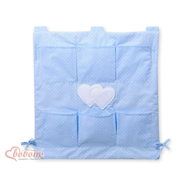 Organizer per Cameretta Dei Bambini Blu Pois Bianchi Cuori