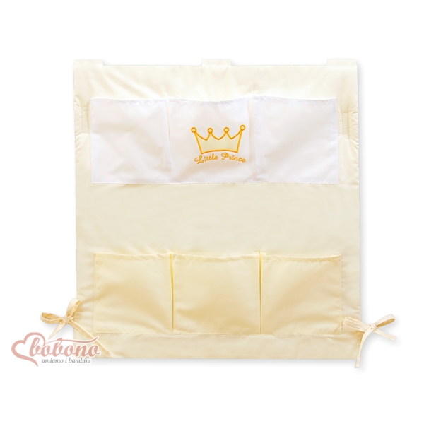 Organizer Portaoggetti in Cotone da Appendere al Lettino Creme Little Prince/Princess
