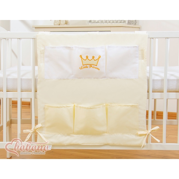 Organizer Portaoggetti in Cotone da Appendere al Lettino Creme Little Prince/Princess