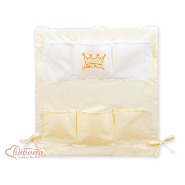 Organizer Portaoggetti in Cotone da Appendere al Lettino Creme Little Prince/Princess