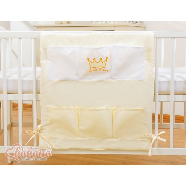Organizer Portaoggetti in Cotone da Appendere al Lettino Creme Little Prince/Princess