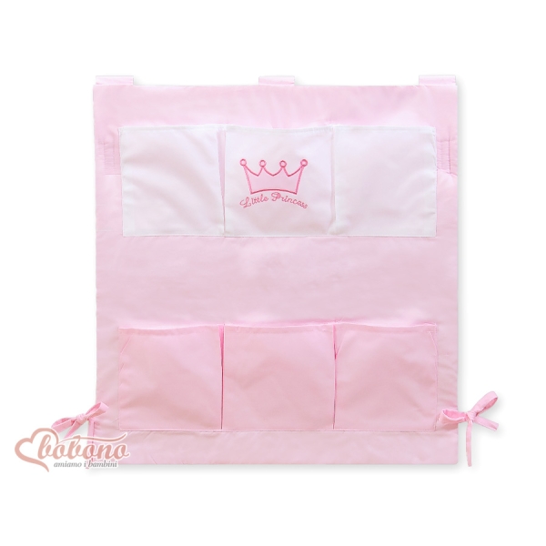 Organizer Portaoggetti in Cotone da Appendere al Lettino Rosa Little Prince/Princess