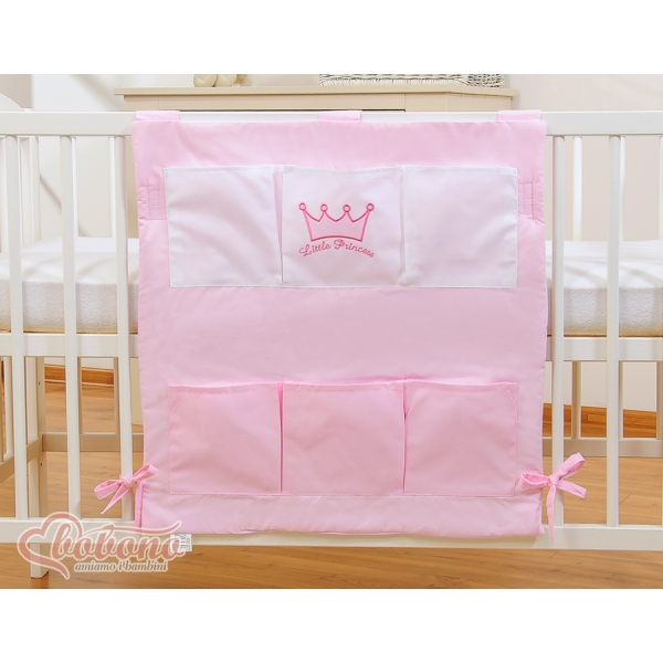 Organizer Portaoggetti in Cotone da Appendere al Lettino Rosa Little Prince/Princess