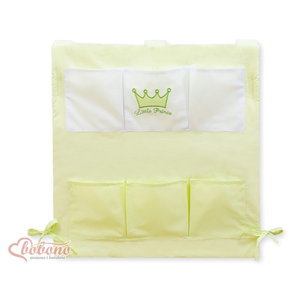 Organizer Portaoggetti in Cotone da Appendere al Lettino Verde Little Prince/Princess
