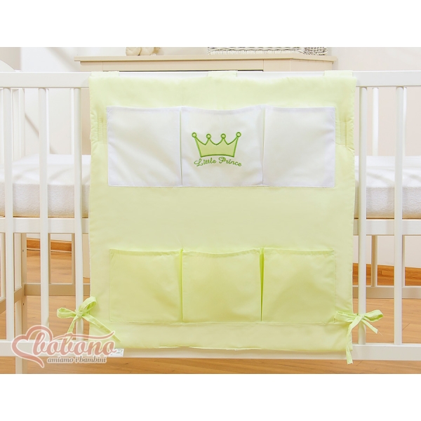 Organizer Portaoggetti in Cotone da Appendere al Lettino Verde Little Prince/Princess