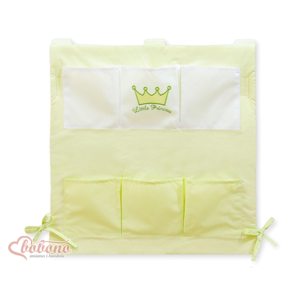 Organizer Portaoggetti in Cotone da Appendere al Lettino Verde Little Prince/Princess