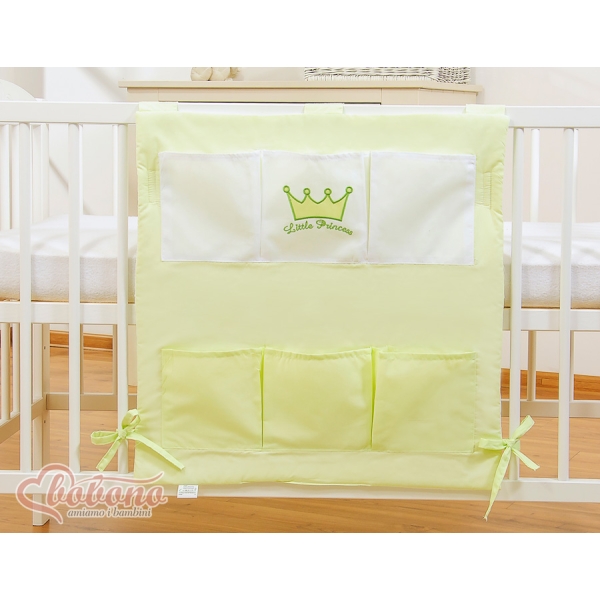 Organizer Portaoggetti in Cotone da Appendere al Lettino Verde Little Prince/Princess