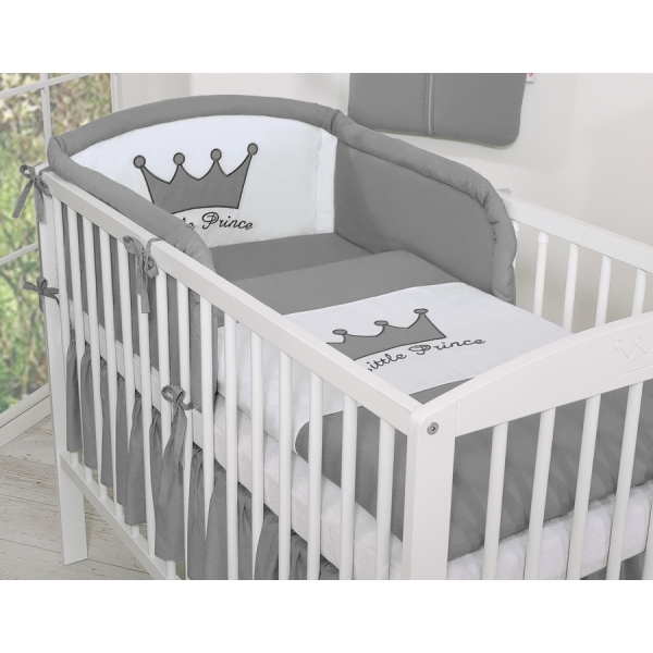 Paracolpi Imbottito per Lettino Antracite Little Prince/Princess
