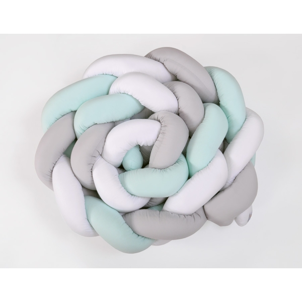 Paracolpi Intrecciato 4 Lati Lettino 60x120cm Menta Bianca Grigio