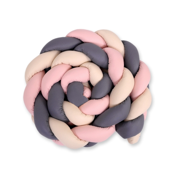 Paracolpi Intrecciato Extra Spesso 3.6 Metri Beige Antracite Rosa Scuro