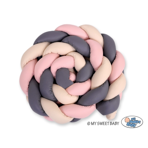 Paracolpi Intrecciato Extra Spesso 3.6 Metri Beige Antracite Rosa Scuro