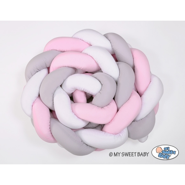 Paracolpi Intrecciato Extra Spesso 3.6 Metri Rosa Bianca Grigio