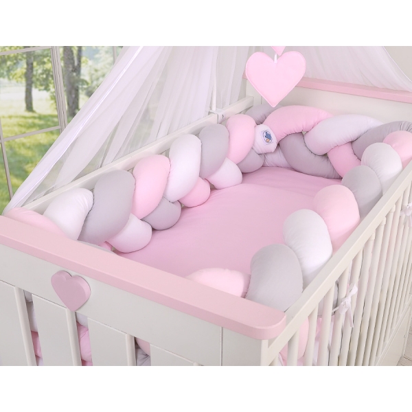 Paracolpi Intrecciato Extra Spesso 3.6 Metri Rosa Bianca Grigio