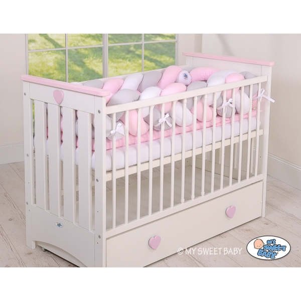 Paracolpi Intrecciato Extra Spesso 3.6 Metri Rosa Bianca Grigio